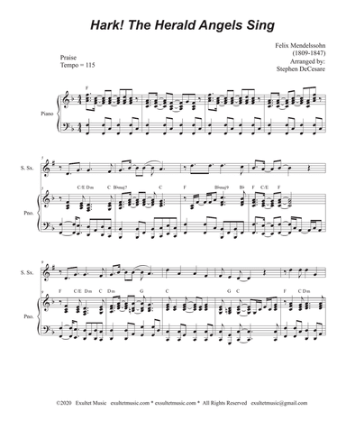 Hark! The Herald Angels Sing (Soprano Saxophone and Piano)