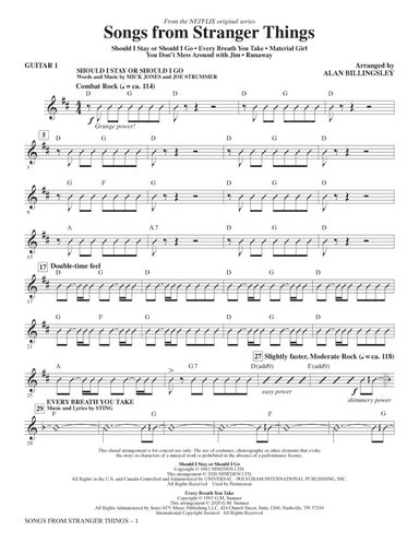 Songs from Stranger Things (arr. Alan Billingsley) - Guitar 1