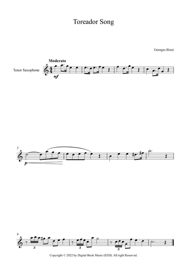 Toreador Song - Georges Bizet (Tenor Sax)
