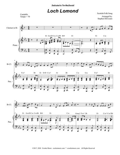 Loch Lomond (Bb-Clarinet solo and Piano)