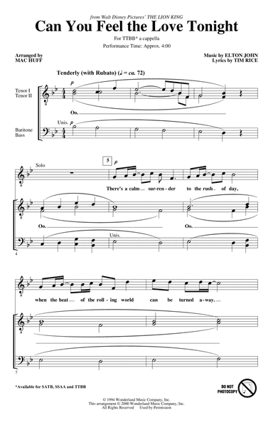 Can You Feel the Love Tonight (from The Lion King) (arr. Mac Huff)