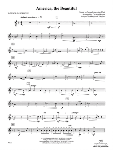 America, the Beautiful: B-flat Tenor Saxophone