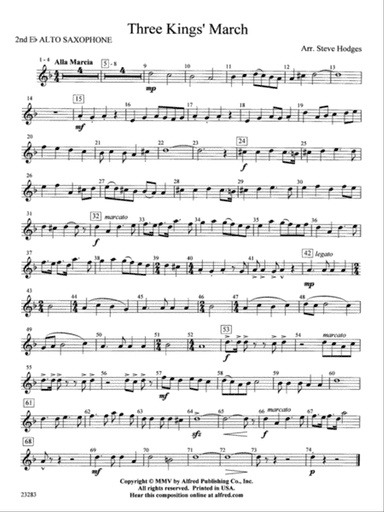 Three Kings' March: 2nd E-flat Alto Saxophone