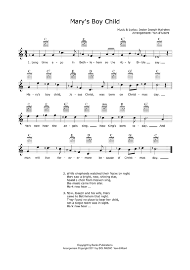 Mary's Boy Child (Arr.: Yan d'Albert)