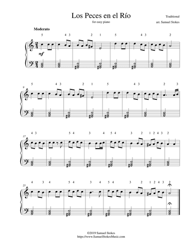 Los Peces en el RĂo (The Fish in the River) - for easy piano