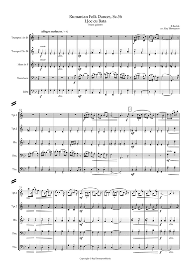 Bartók: Rumanian Folk Dances, Sz.56 - brass quintet