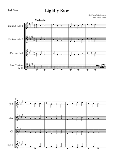Lightly Row for Clarinet Quartet