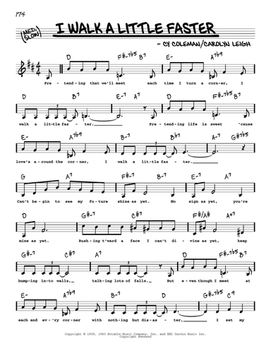 I Walk A Little Faster (Low Voice)