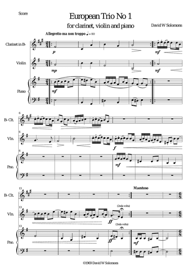 European Trio No.1 for clarinet, violin and piano