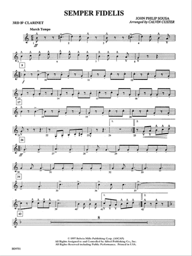 Semper Fidelis: 3rd B-flat Clarinet