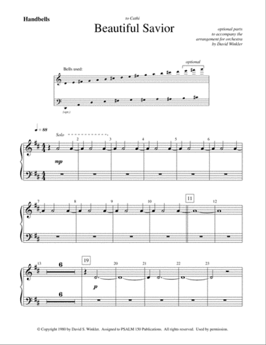 Beautiful Savior - handbells (to accompany orchestra arrangement)