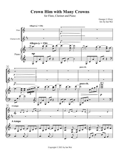 Crown Him with Many Crowns for Flute, Clarinet and Piano