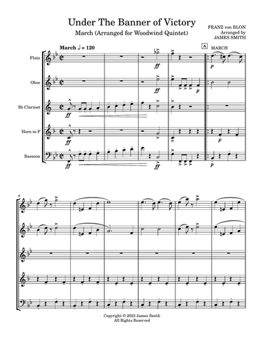 Under The Banner Of Victory March for Woodwind Quintet