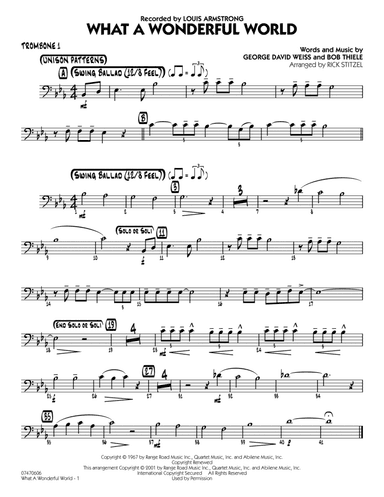 What a Wonderful World (arr. Rick Stitzel) - Trombone 1