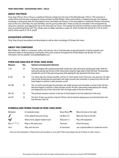 Feng Yang Song: Cello Educational Pack