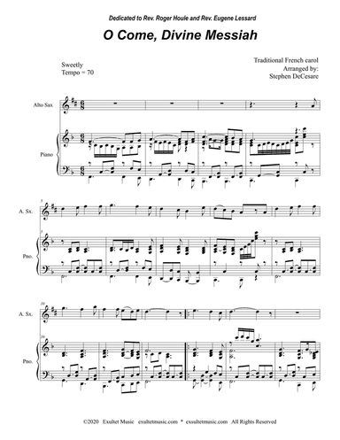 O Come, Divine Messiah (Alto Saxophone solo and Piano)