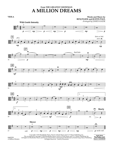 A Million Dreams (from The Greatest Showman) (arr. James Kazik) - Viola