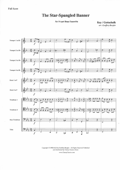 The Star-Spangled Banner for 10-part Brass Ensemble