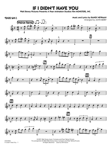 If I Didn't Have You (arr. John Berry) - Tenor Sax 2