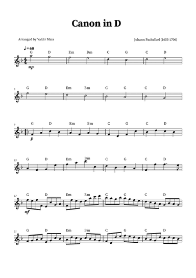 Canon in D - Tenor Sax Solo (+CHORDS)