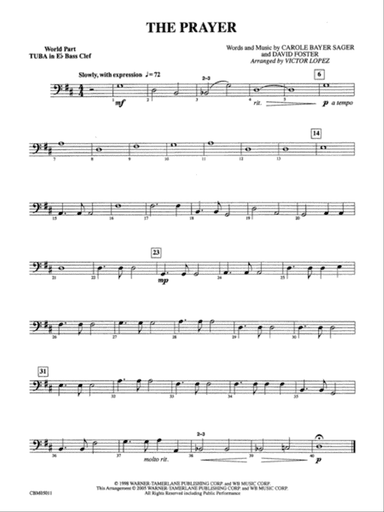 The Prayer: (wp) E-flat Tuba B.C.