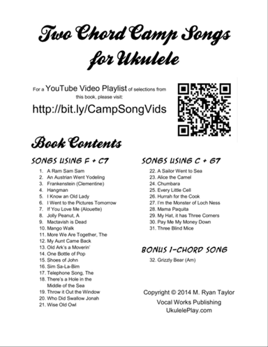 Two Chord Camp Songs for Ukulele: Silly, Crazy, Fun Songs for Group Singing