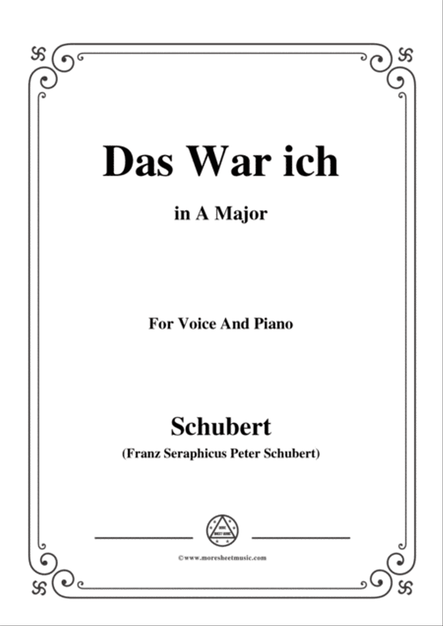 Schubert-Das War ich,in A Major,for Voice&Piano