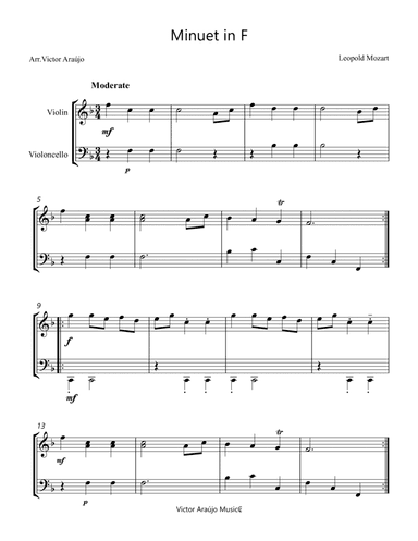 Minuet in F by Leopold Mozart - Violin and Cello