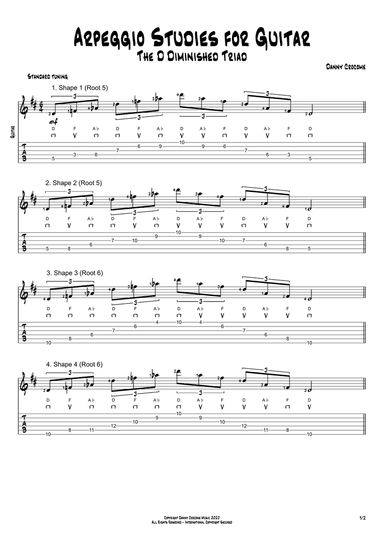 Arpeggio Studies for Guitar - The D Diminished Triad