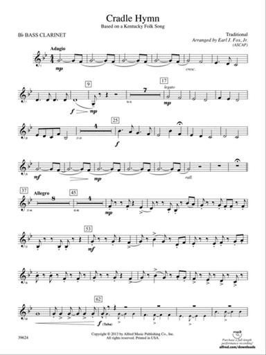 Cradle Hymn: B-flat Bass Clarinet