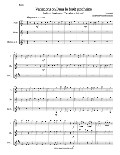Dans la forĂȘt prochaine (The Cuckoo in the forest) for flute, oboe and clarinet
