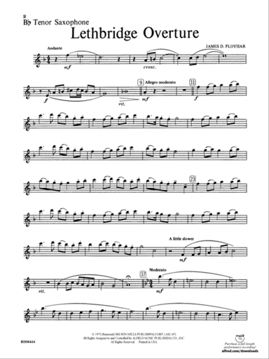 Lethbridge Overture: B-flat Tenor Saxophone