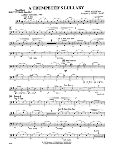 Trumpeter's Lullaby (with Trumpet Solo): (wp) B-flat Baritone B.C.