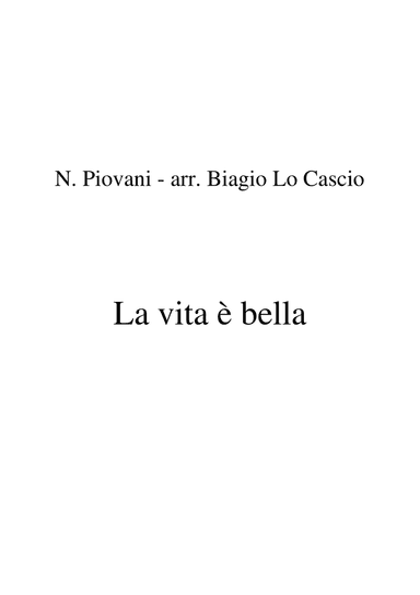 Life Is Beautiful (la Vita E Bella)