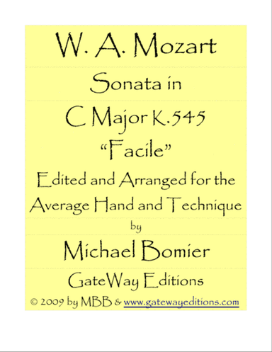 Sonata in C major K545 "Facile" for piano solo