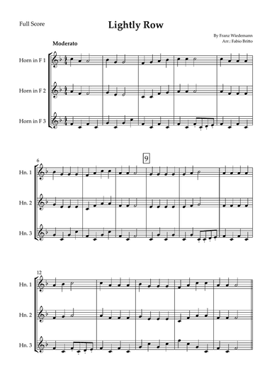 Lightly Row for Horn in F Trio