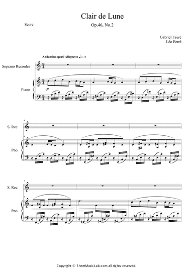 Clair de lune Op.46, No.2 in C