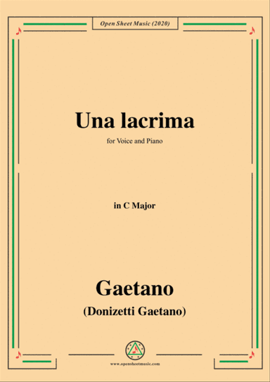 Donizetti-Una lacrima,in D flat Major,for Voice and Piano