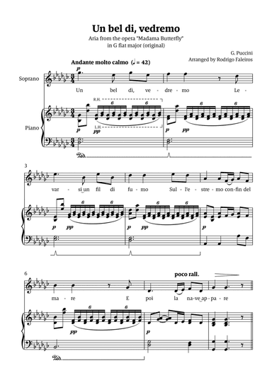 Un Bel Di Vedremo (from Madama Butterfly) - for Soprano - in Gb major
