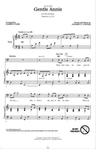 Gentle Annie (arr. Andrew Parr)