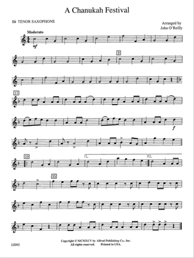 A Chanukah Festival: B-flat Tenor Saxophone