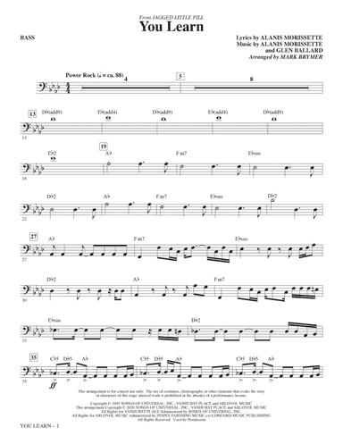 You Learn (from Jagged Little Pill) (arr. Mark Brymer) - Bass