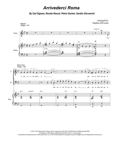 Arrivederci Roma (goodbye To Rome)