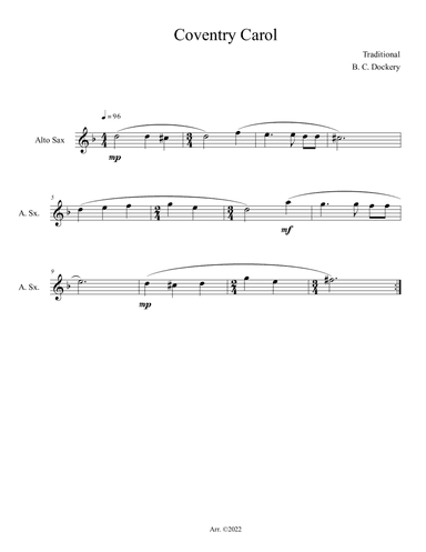 Coventry Carol (Alto Sax Solo)