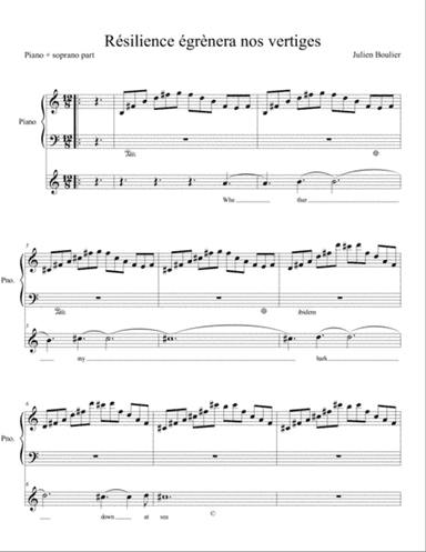Résilience égrènera nos vertiges (soprano solo and piano part extracted from version piano, solo
