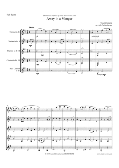 Away in a Manger - Clarinet Quintet