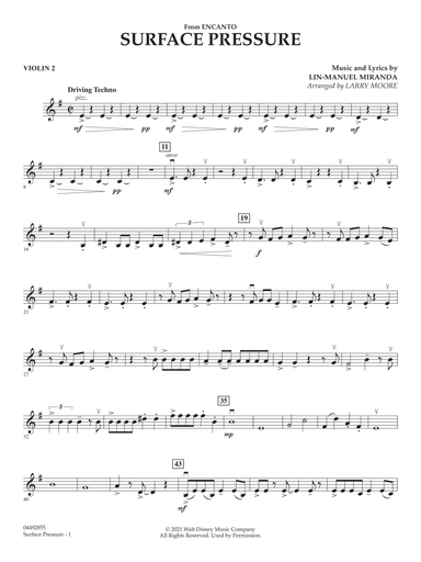 Surface Pressure (from Encanto) (arr. Larry Moore) - Violin 2