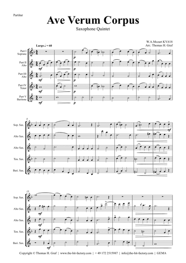Ave Verum Corpus - W.A. Mozart - Saxophone Quintet