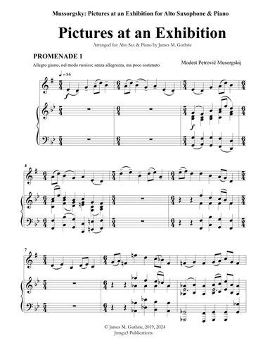 Mussorgsky: Pictures at an Exhibition for Alto Sax & Piano