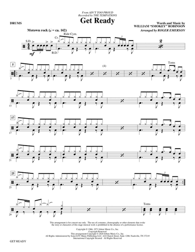 Get Ready (from Ain't Too Proud) (arr. Roger Emerson) - Drums